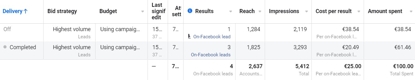 Facebook Lead Campaign