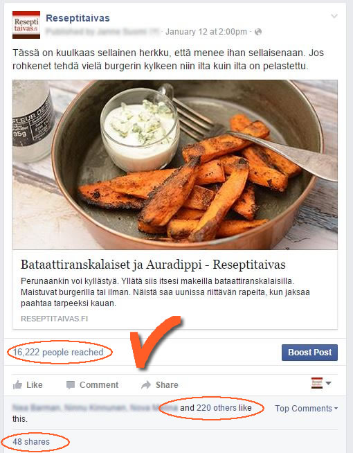 Reseptipalvelut sisältömarkkinointi facebook